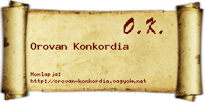 Orovan Konkordia névjegykártya